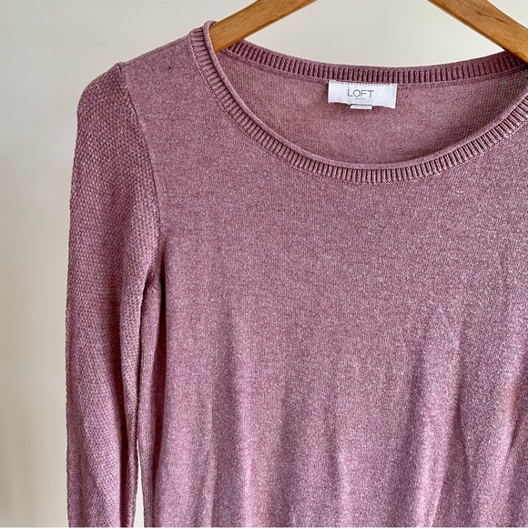 Loft Longline Fine Knit Textured Sweater in Dusty Pink - XS - Picture 2 of 4